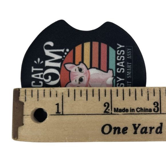 Car Coasters Cat Mom Classy Sassy a Bit Smart Assy Set of 2 Neoprene Absorbent - Picture 6 of 9